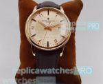 Buy Online Clone Vacheron Constaintin Patrimony Rose Gold Dial Brown Leather Strap Watch